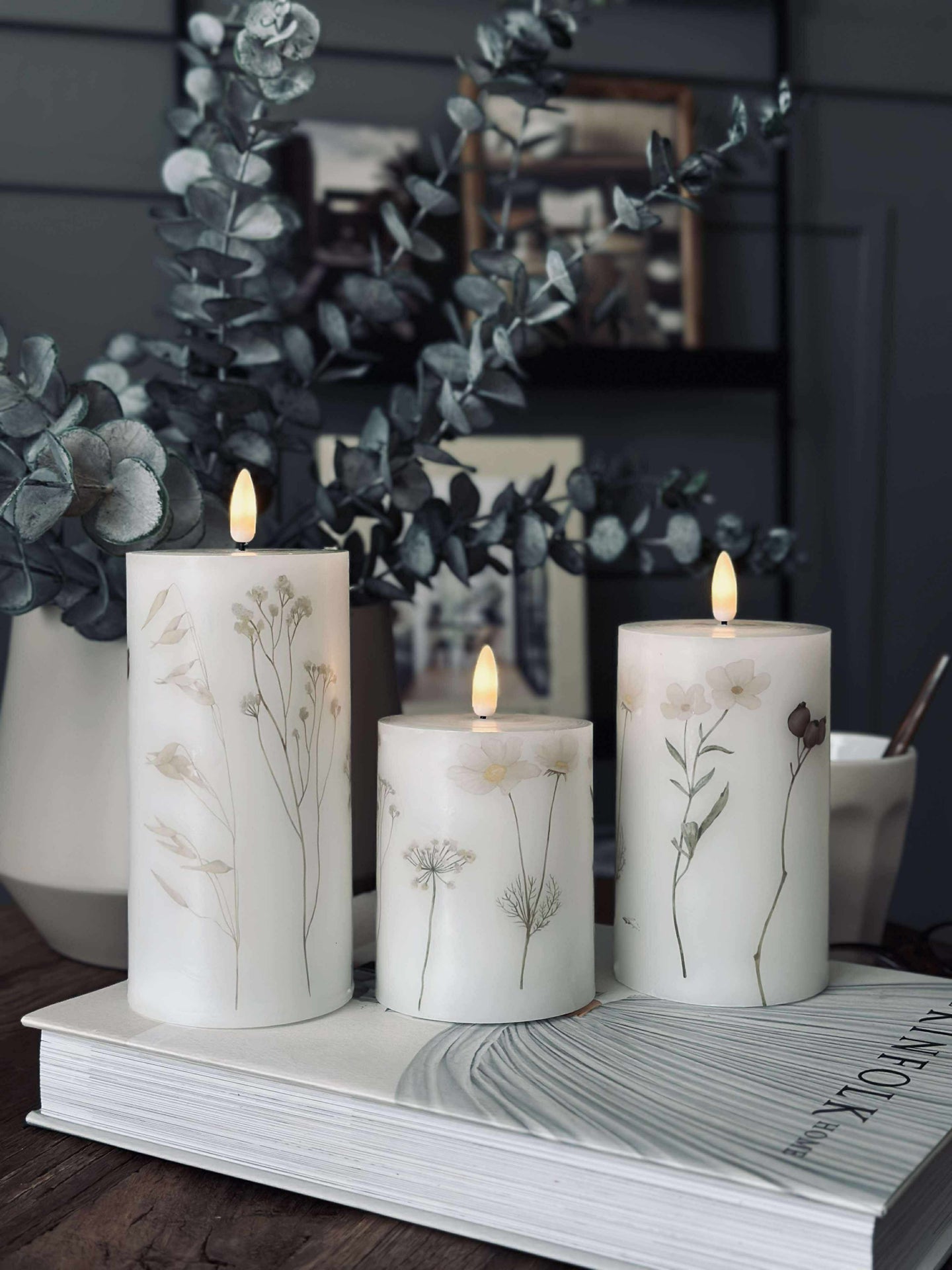 LED blockljus FLOWER – Set med 3 st och fjärrkontroll