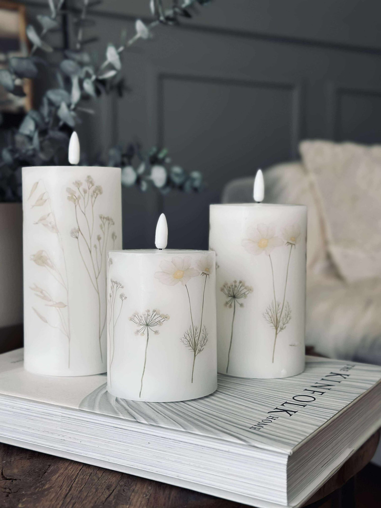 LED blockljus FLOWER – Set med 3 st och fjärrkontroll