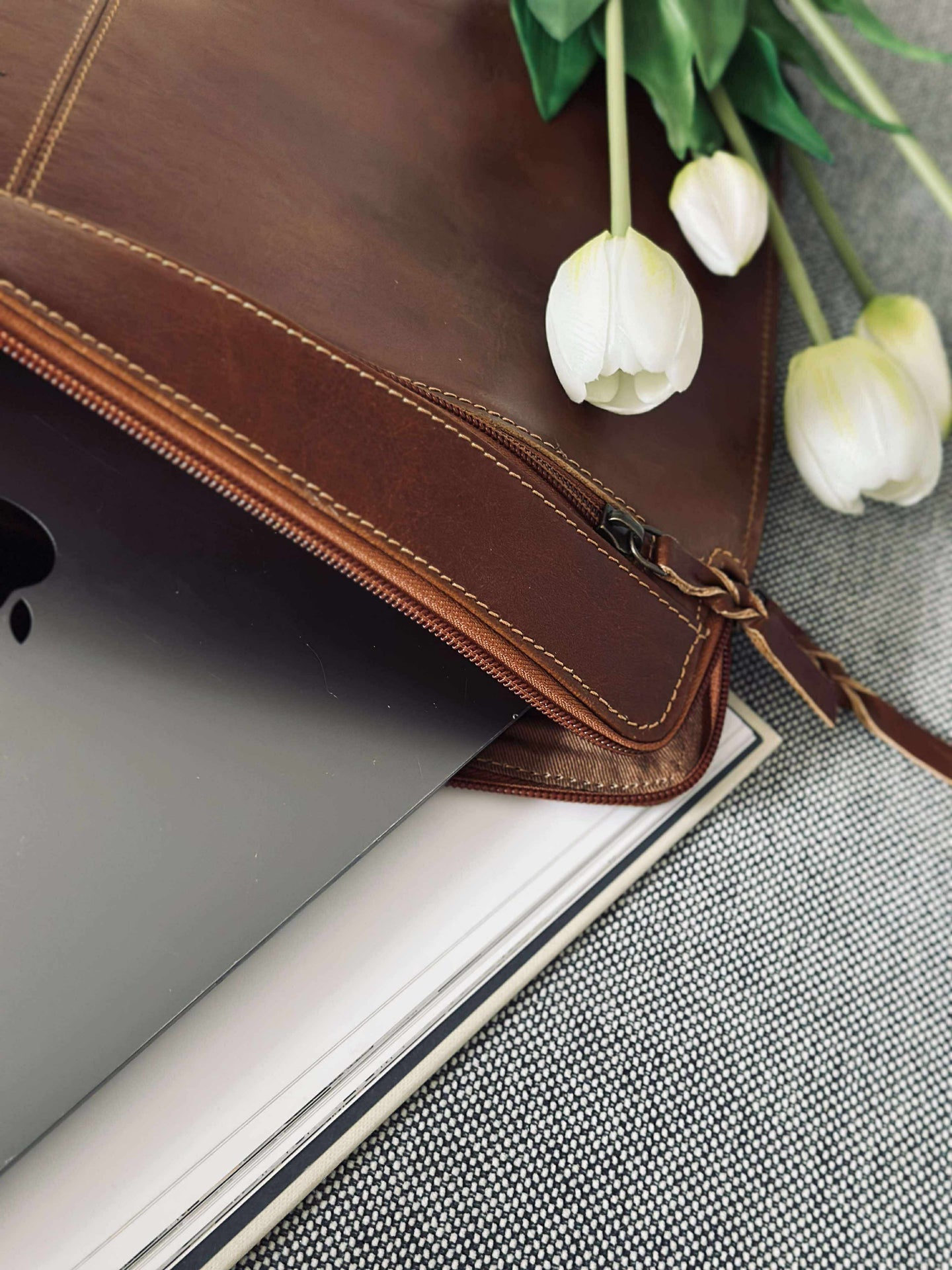 Laptopsleeve - Cognac buffelläder