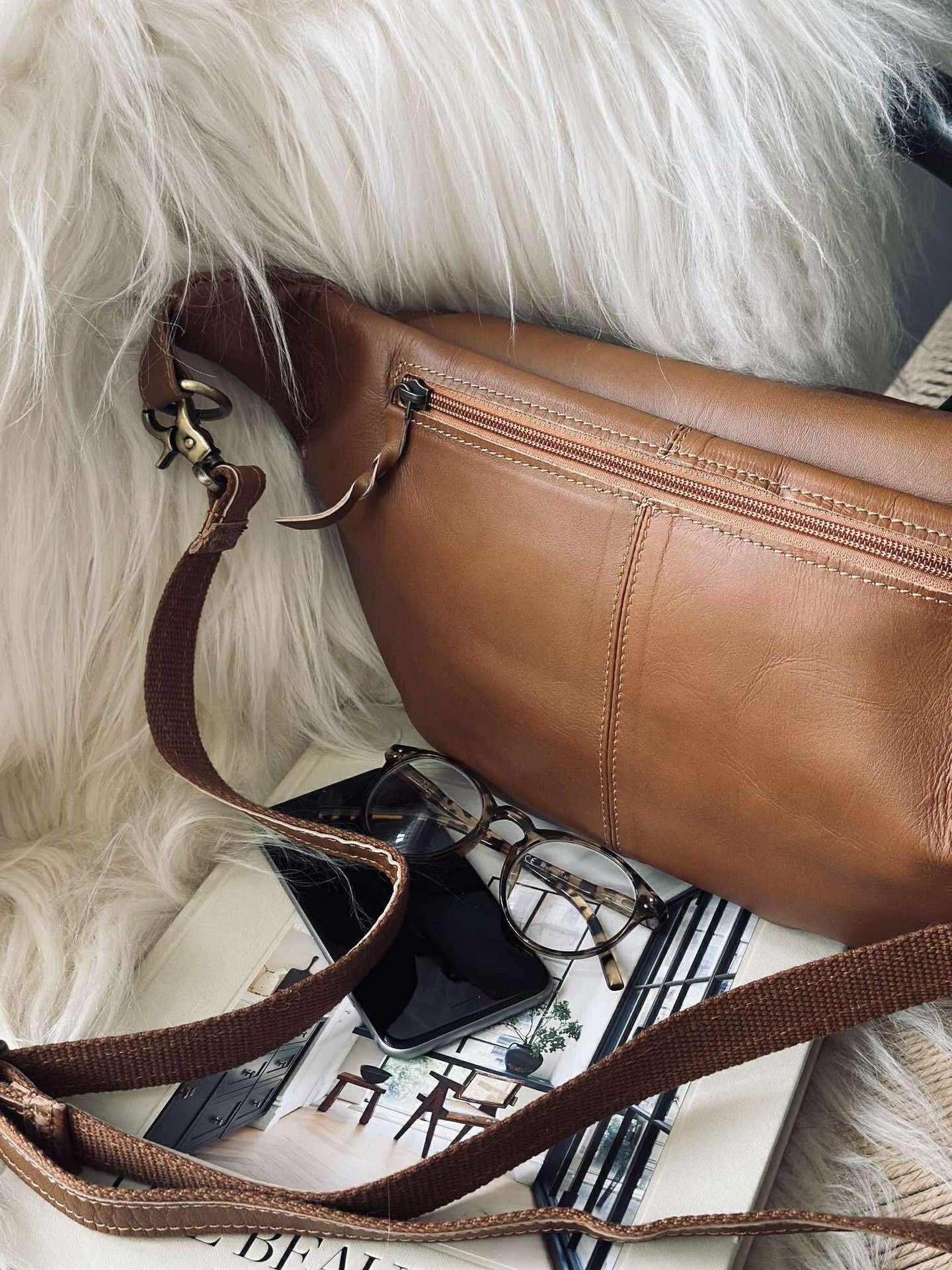 Midjeväska Stor Selma - Cognac