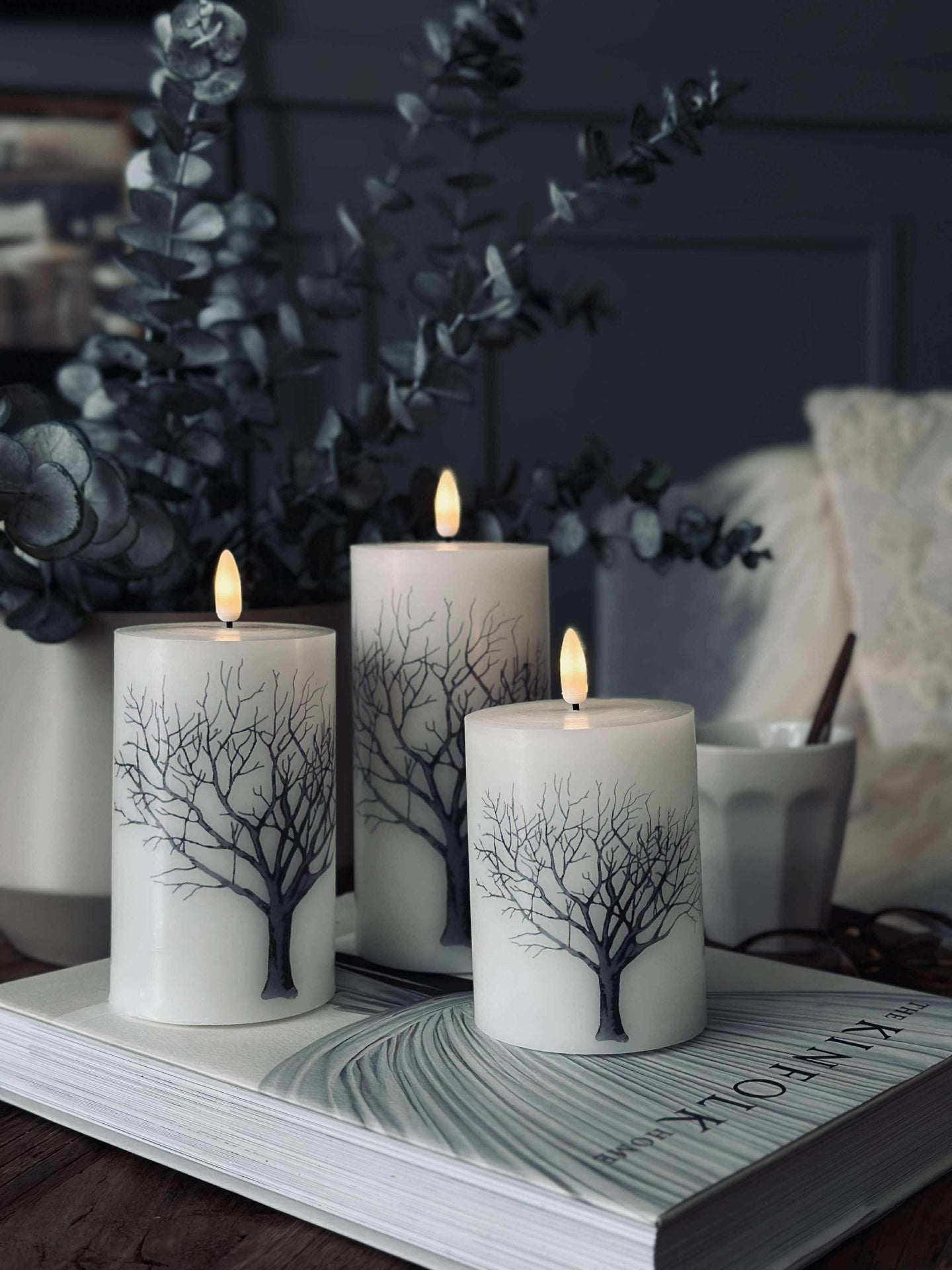LED-blockljus Nature 0Set med 3 st och fje4rrkontroll