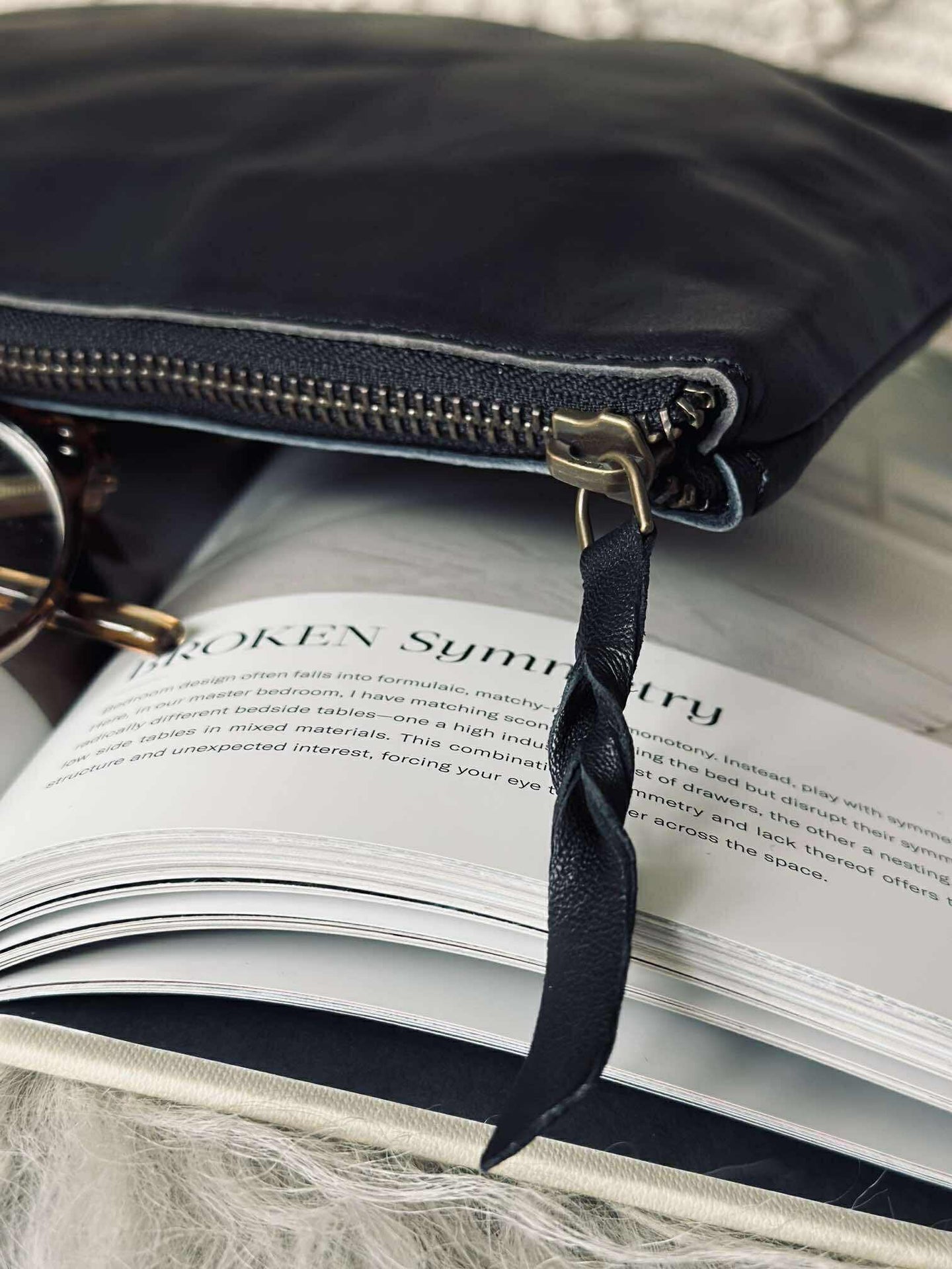 Kosmetisk väska / Clutch - Svart läder