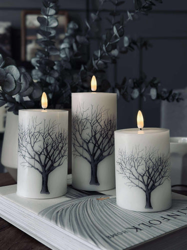 LED blockljus Nature – Set med 3 st och fjärrkontroll