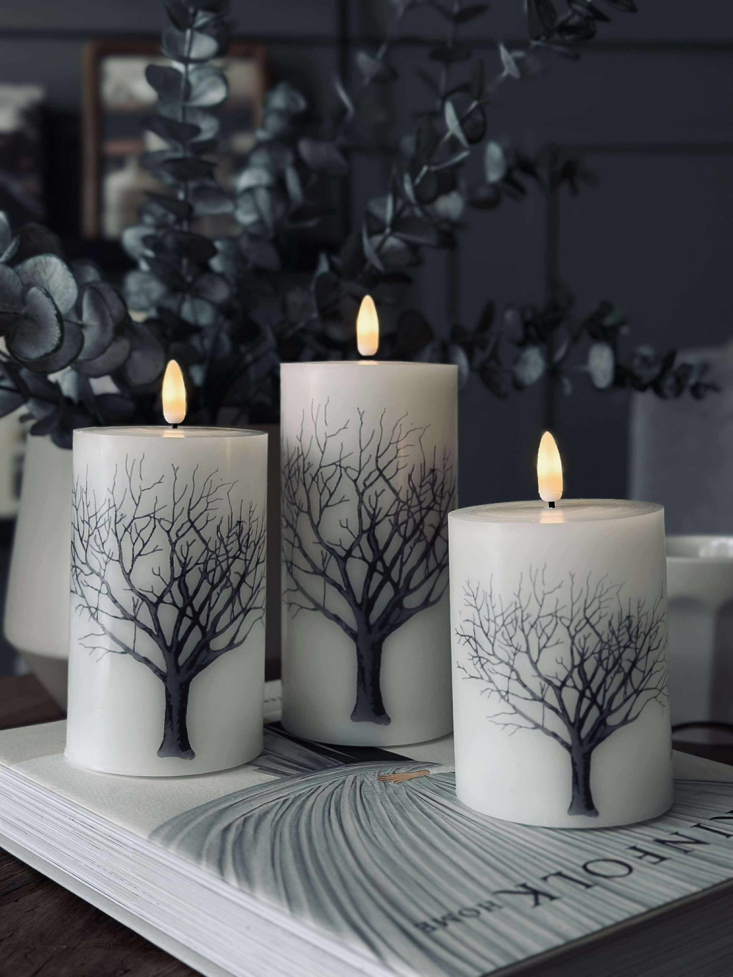 LED-blockljus Nature 0Set med 3 st och fje4rrkontroll