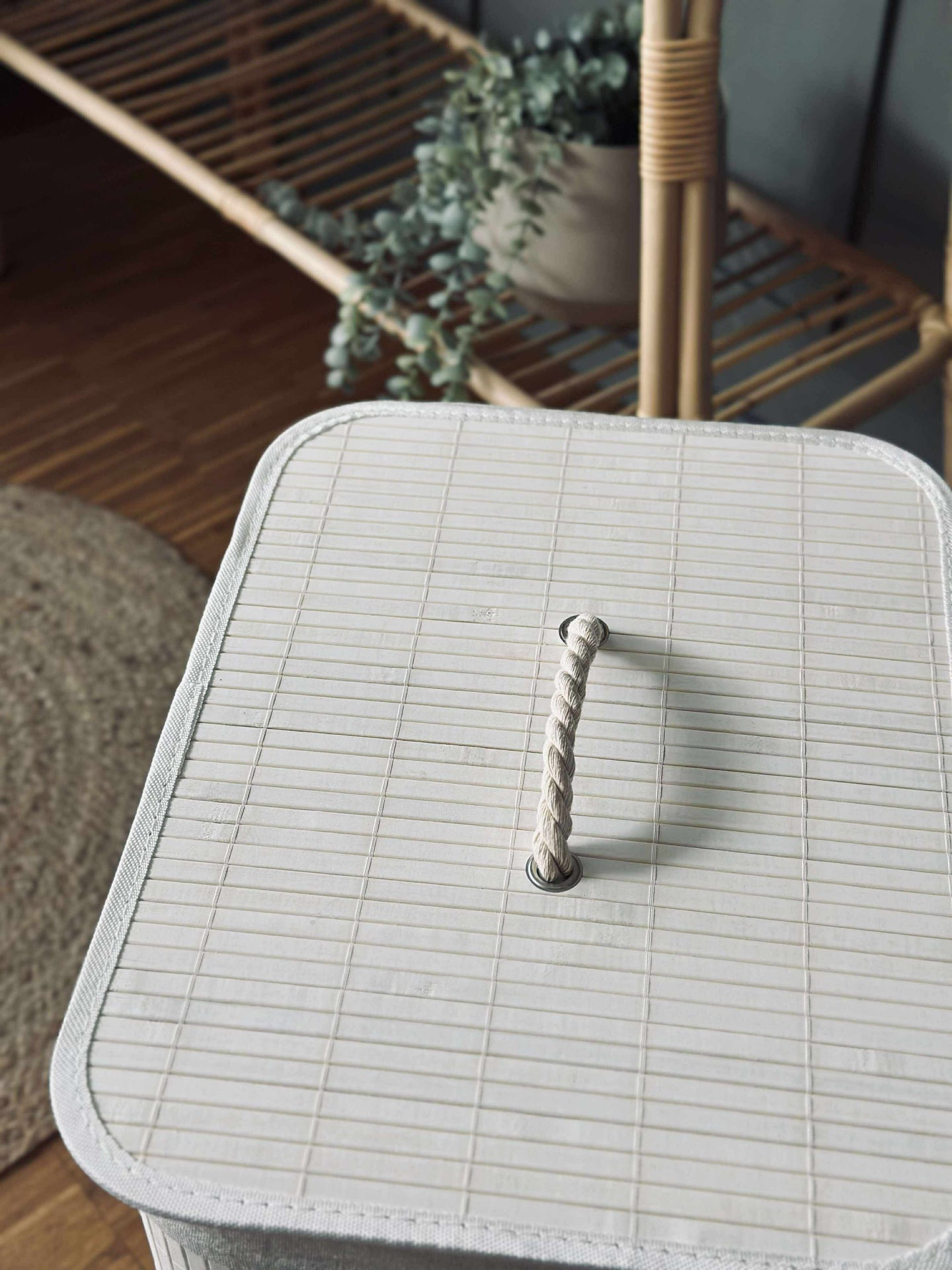 Tvättkorg i bambu - Vit