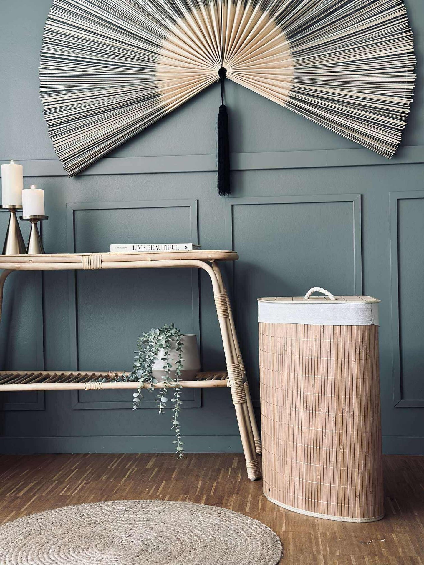 Tvättkorg i bambu - Triangulär