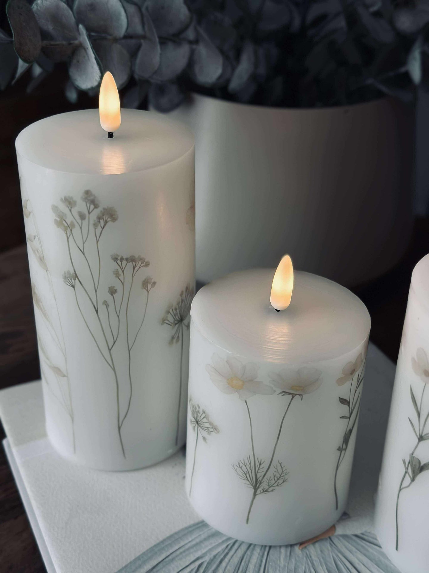 LED blockljus FLOWER – Set med 3 st och fjärrkontroll