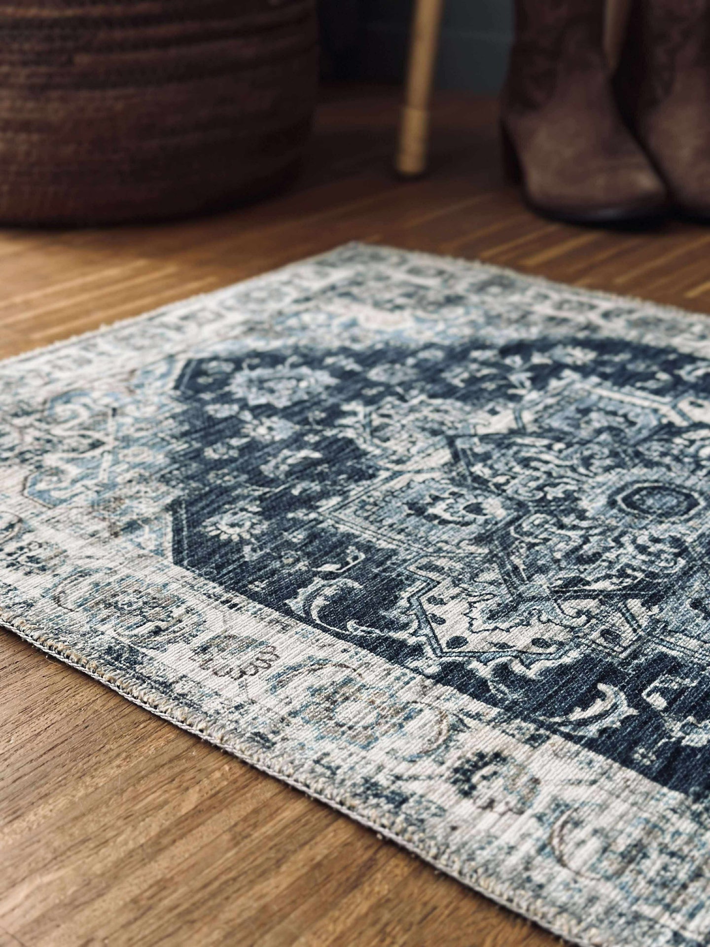 Dörrmatta vintage-look Blå 50x80 cm