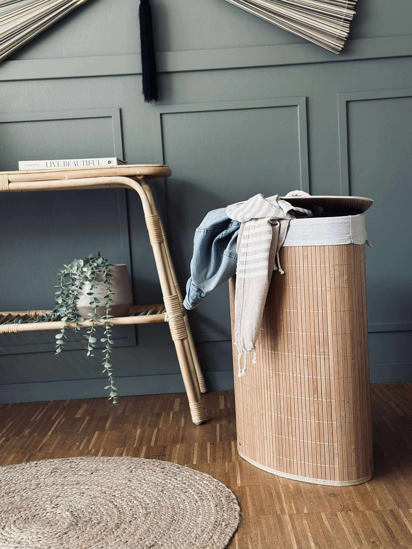 Tvättkorg i bambu - Triangulär