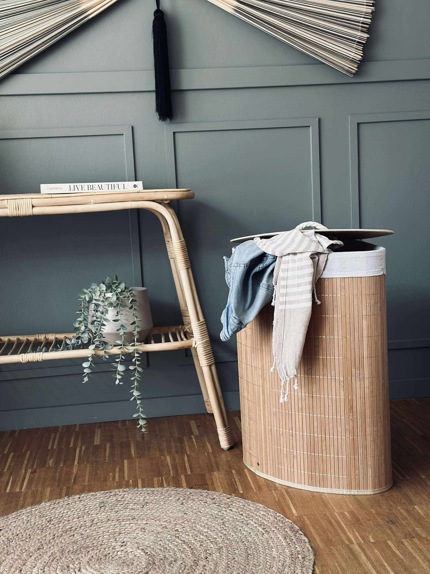 Tvättkorg i bambu - Triangulär