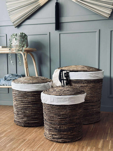 Tvättkorgar - Set med 3 st.