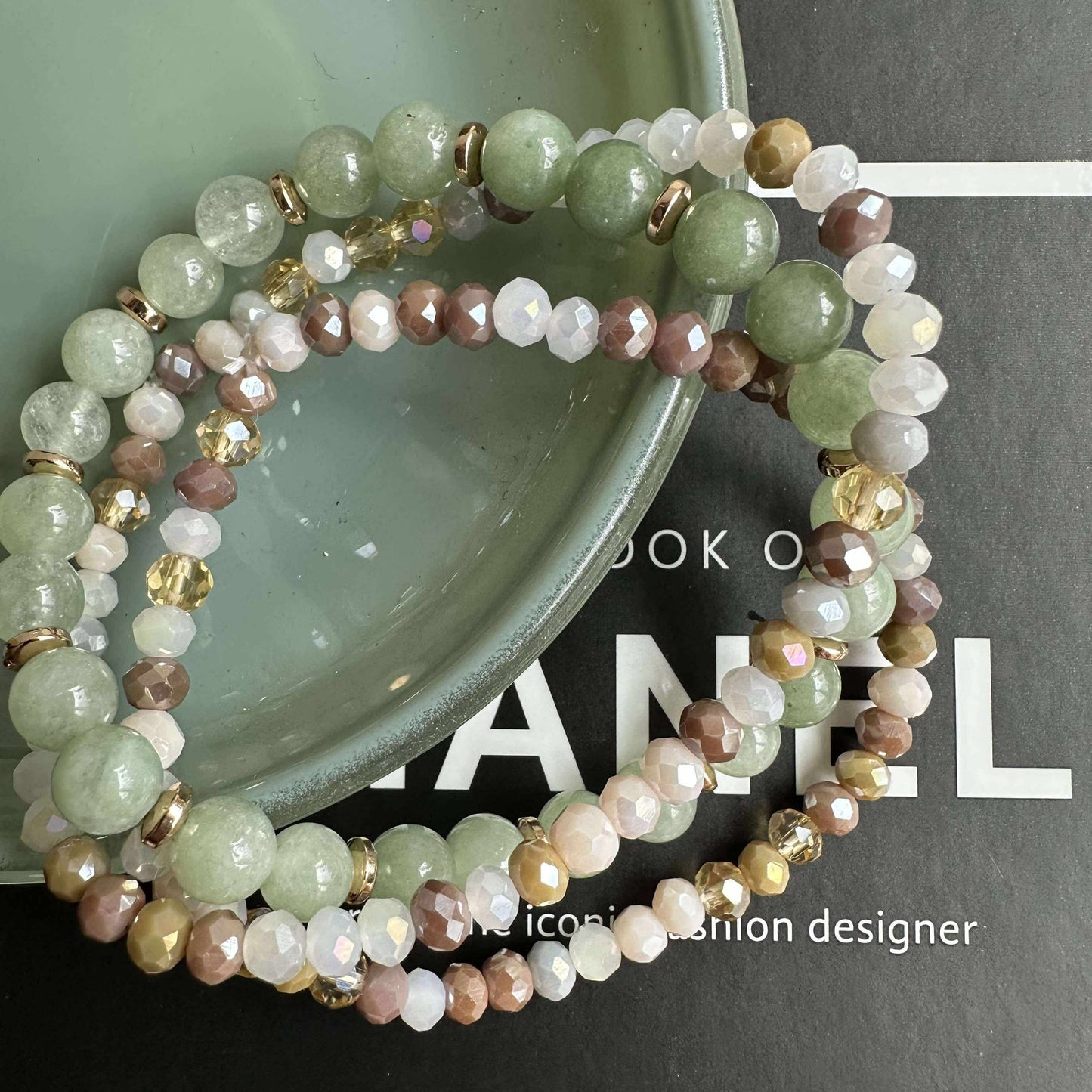 Armband Luna Jadegrön – Set med 3 st