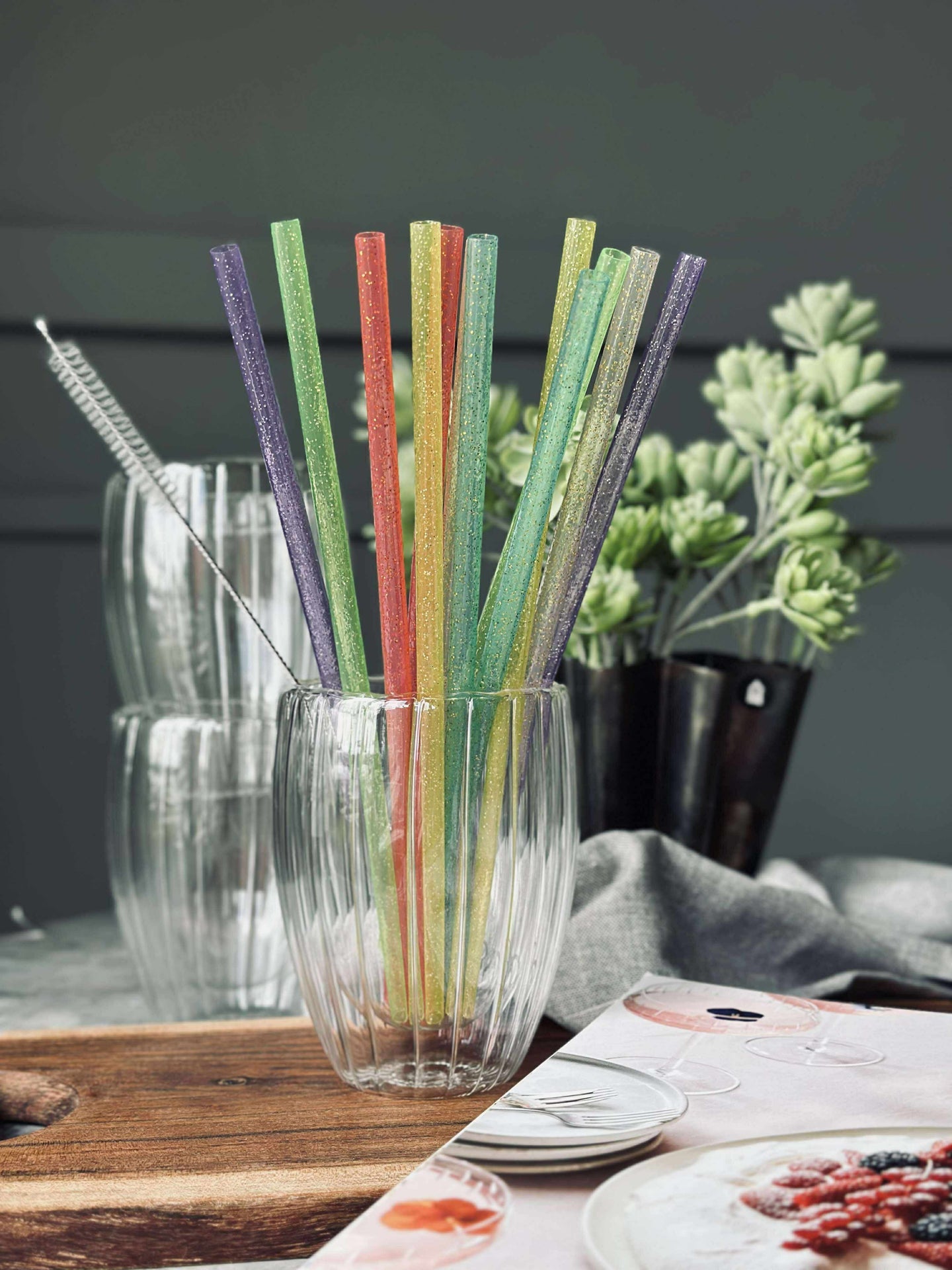 Återanvändbara sugrör med glitter