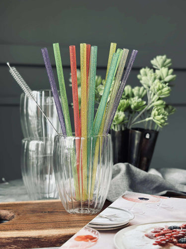 Återanvändbara sugrör med glitter