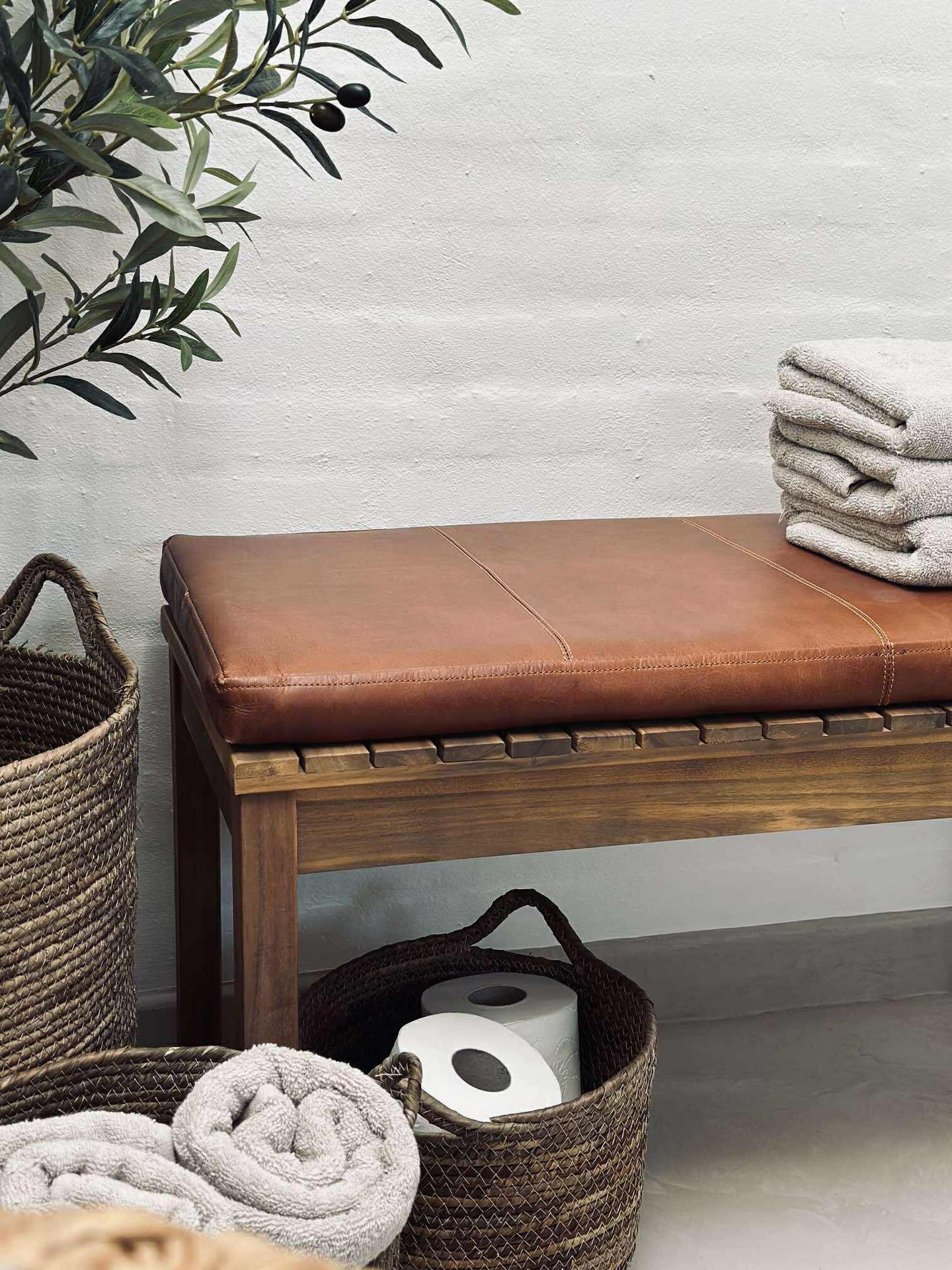 Sittdyna i läder Tokyo - 118 cm Cognac
