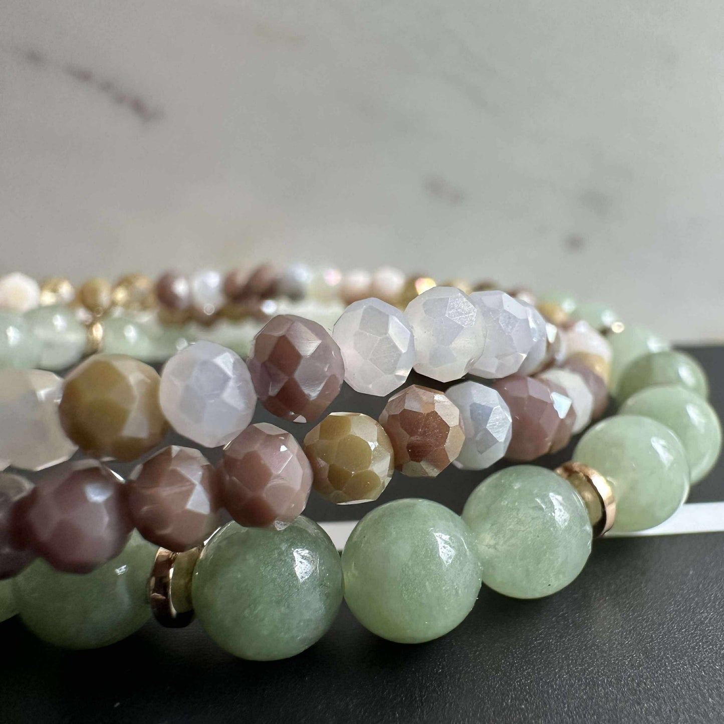 Armband Luna Jade Green – Set med 3 st