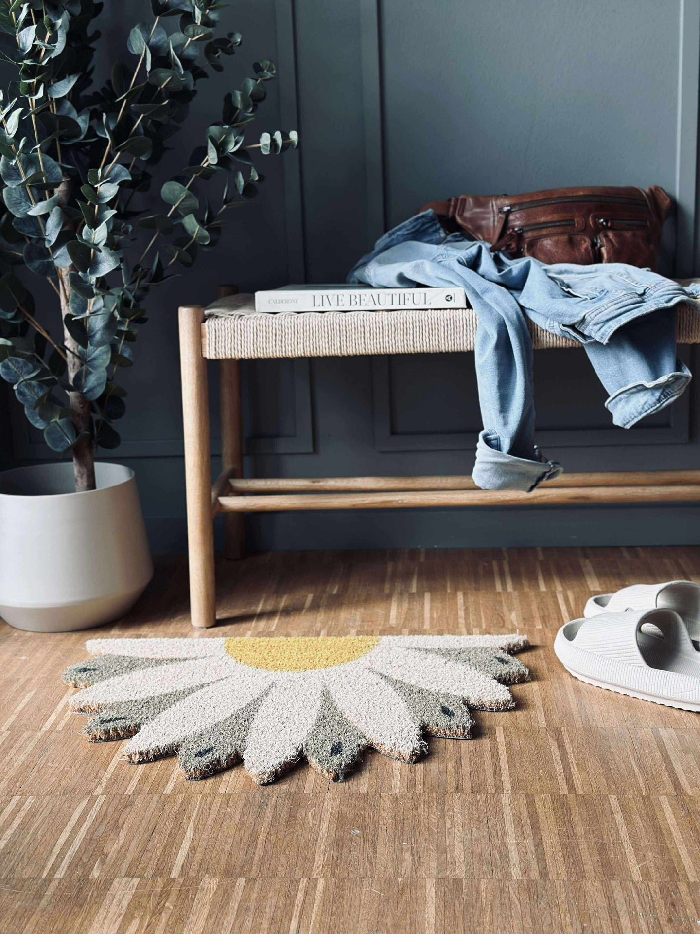 Dörrmatta Blomma beige