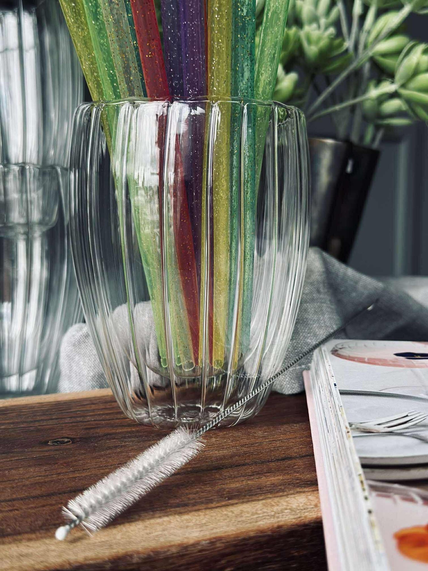 Återanvändbara sugrör med glitter