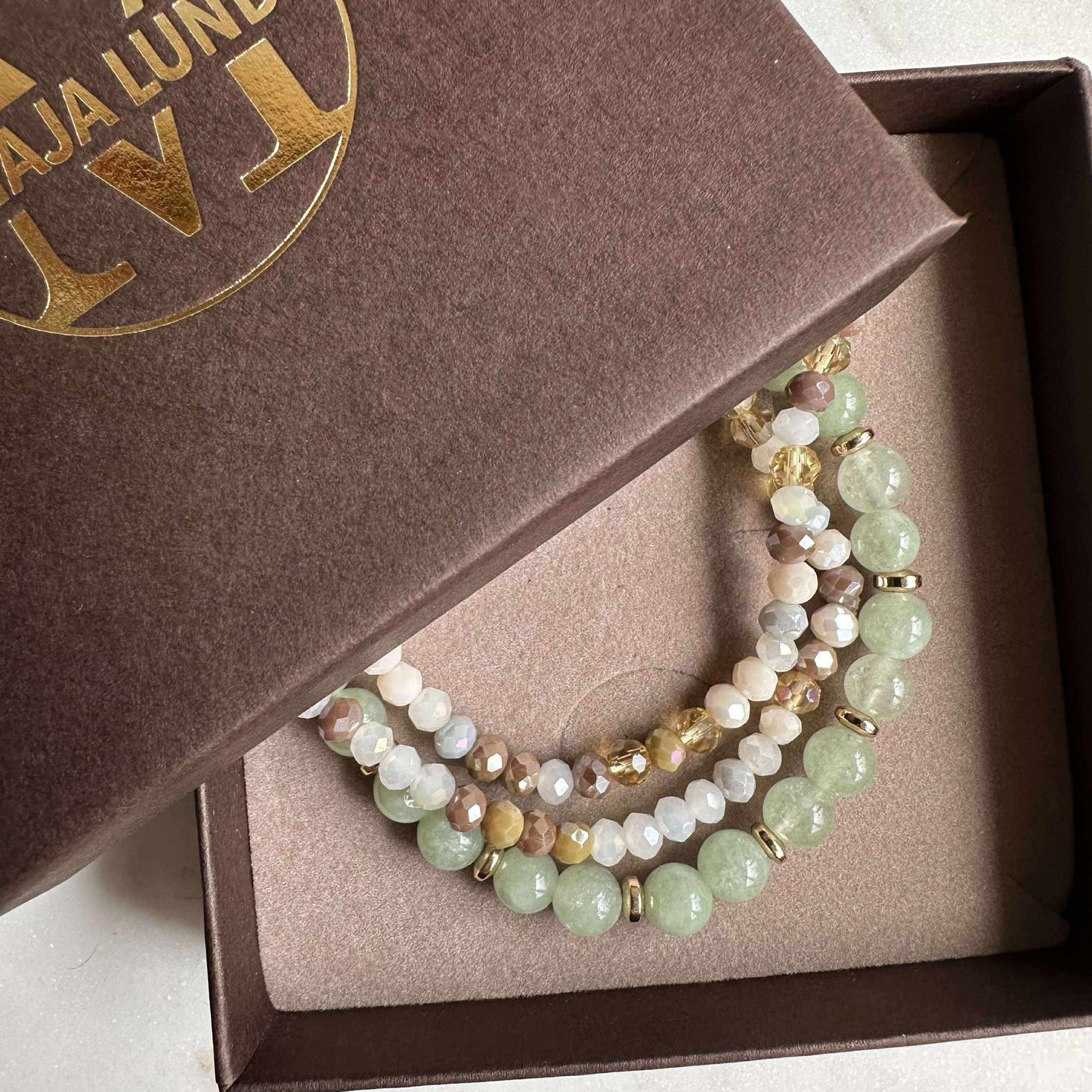 Armband Luna Jade Green – Set med 3 st
