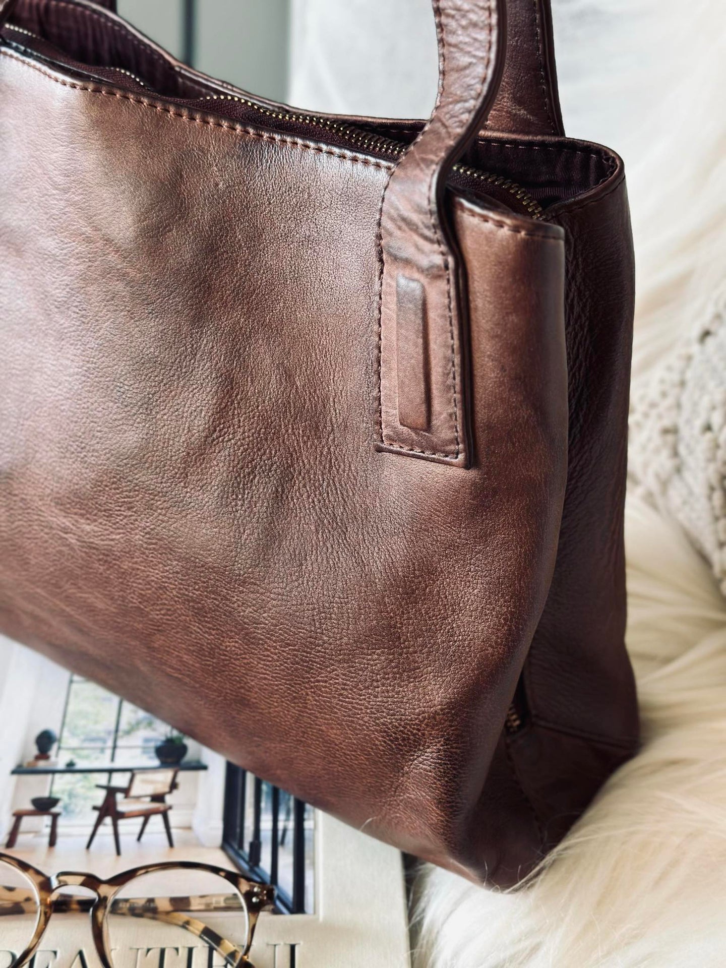 Axelväska - Brandy leather