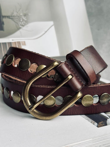 Jeansbälte dekorerat med nitar - Brun
