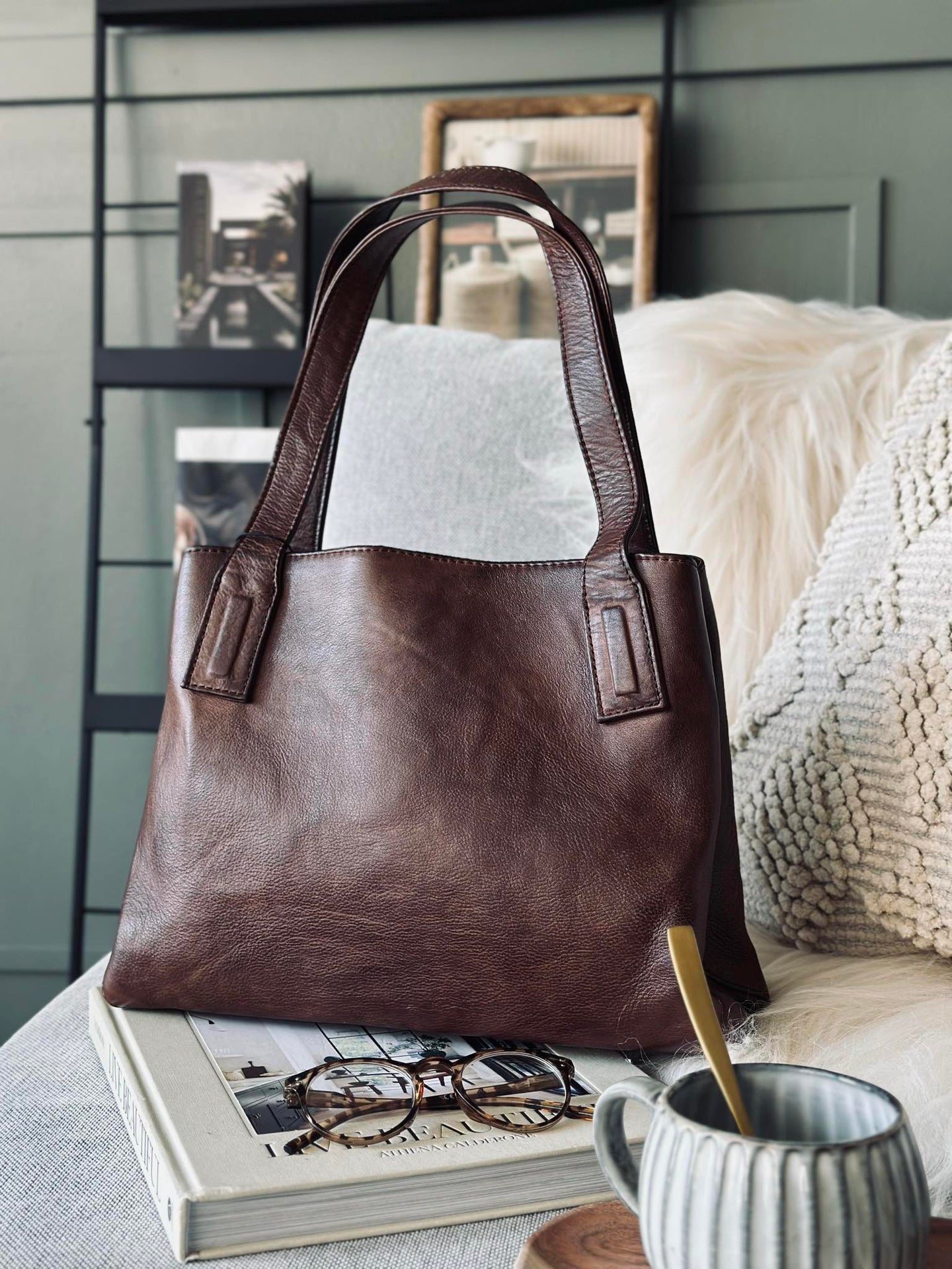Axelväska - Brandy leather