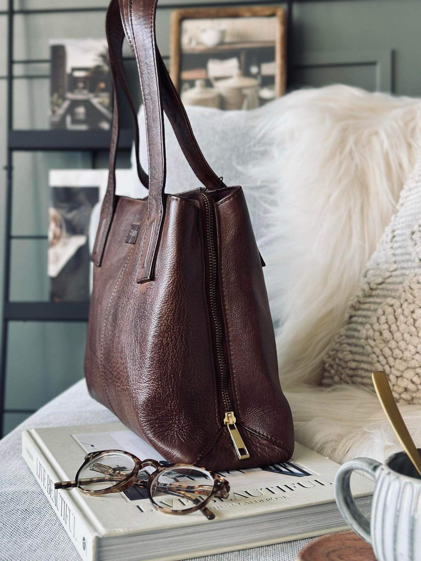 Axelväska - Brandy leather