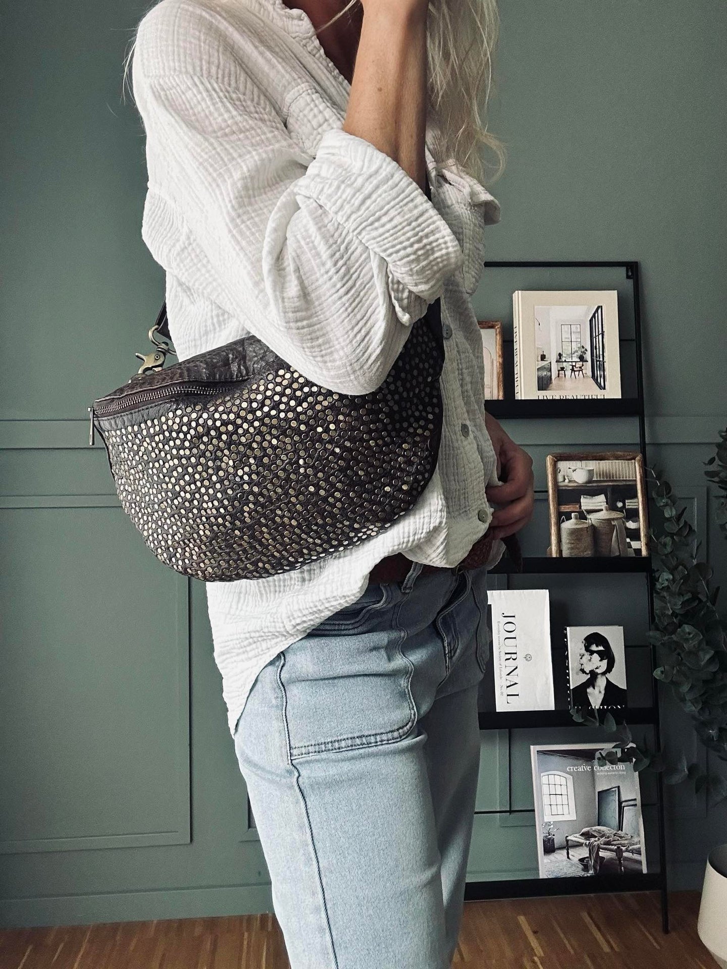 Bumbag Deluxe med nitar - Brun