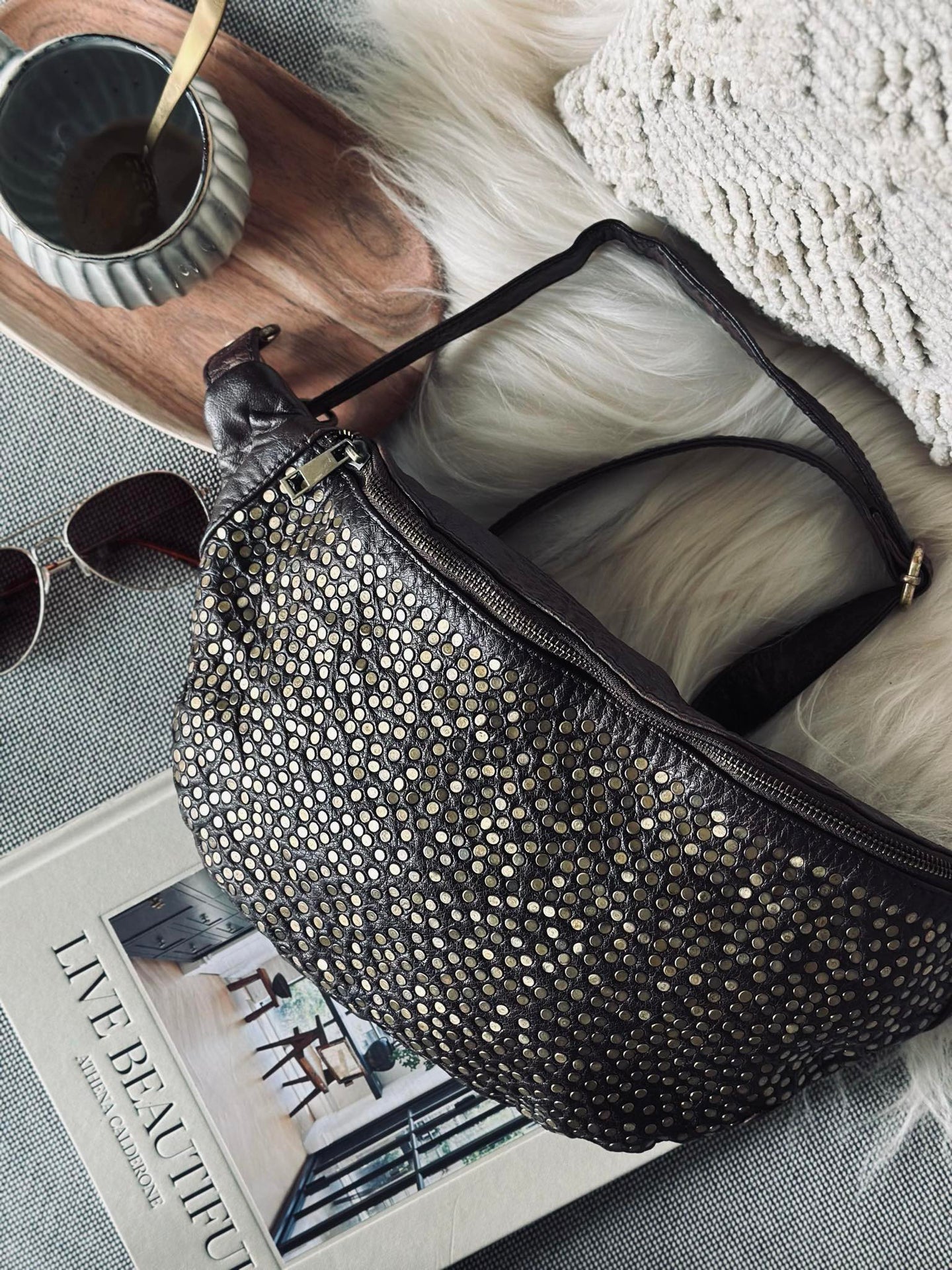Bumbag Deluxe med nitar - Brun
