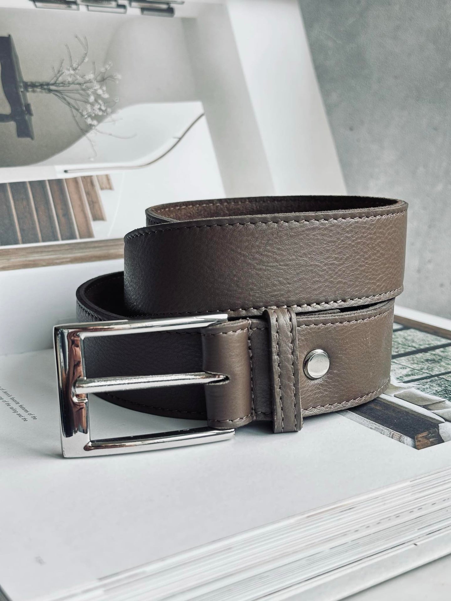 Bälte 3,5 cm - Dark taupe