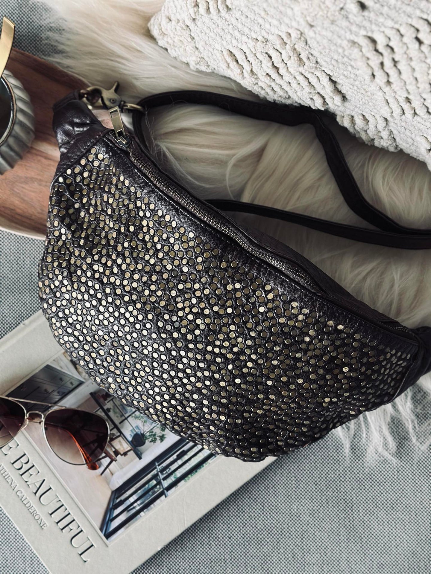 Bumbag Deluxe med nitar - Brun