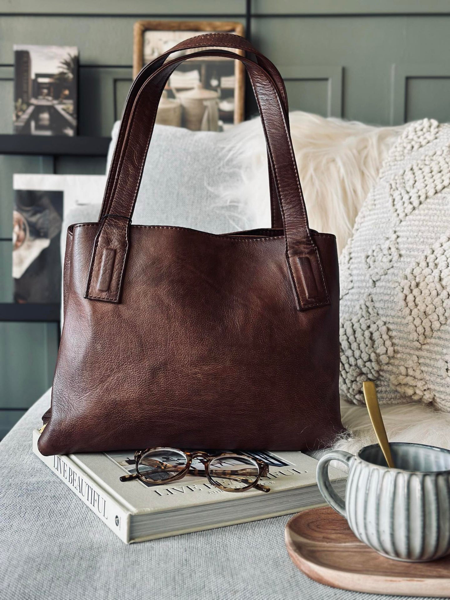 Axelväska - Brandy leather