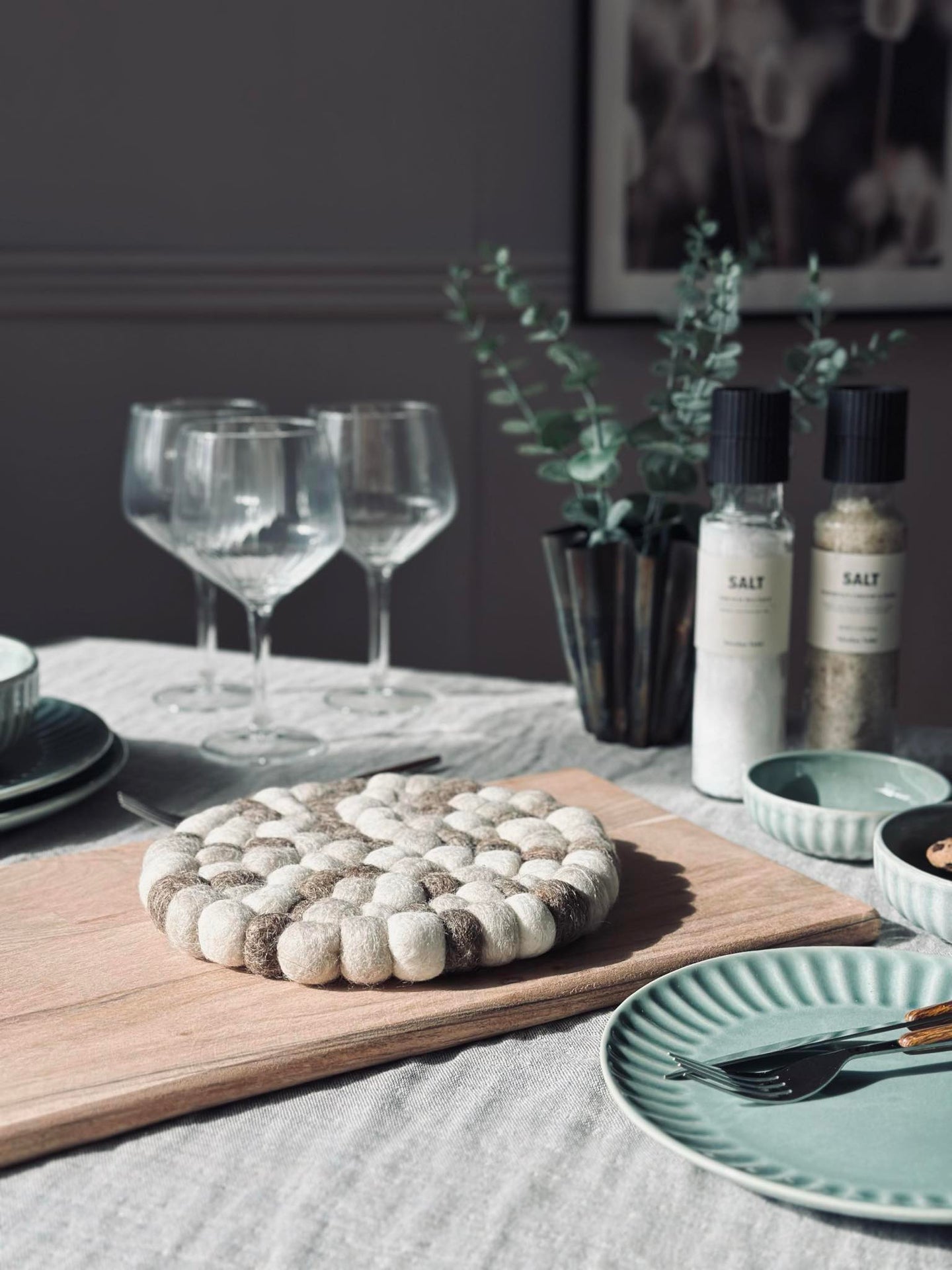 Grytunderlägg DOTS - Natur / brun ull