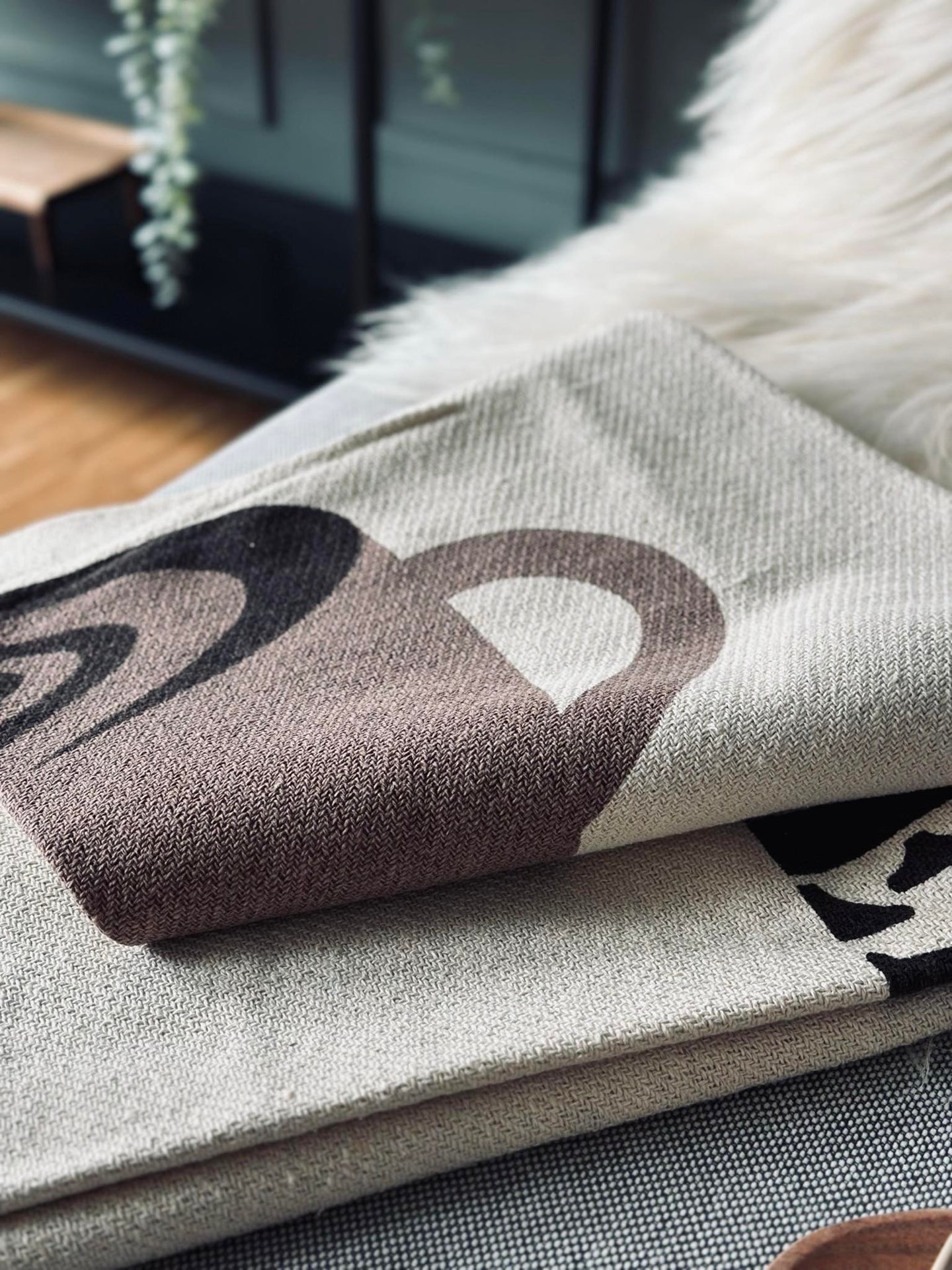 Pläd återvunnen bomull - Kaffe