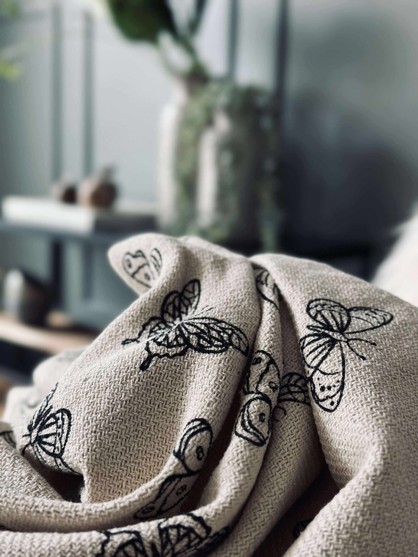 Pläd återvunnen bomull - Fjärilar