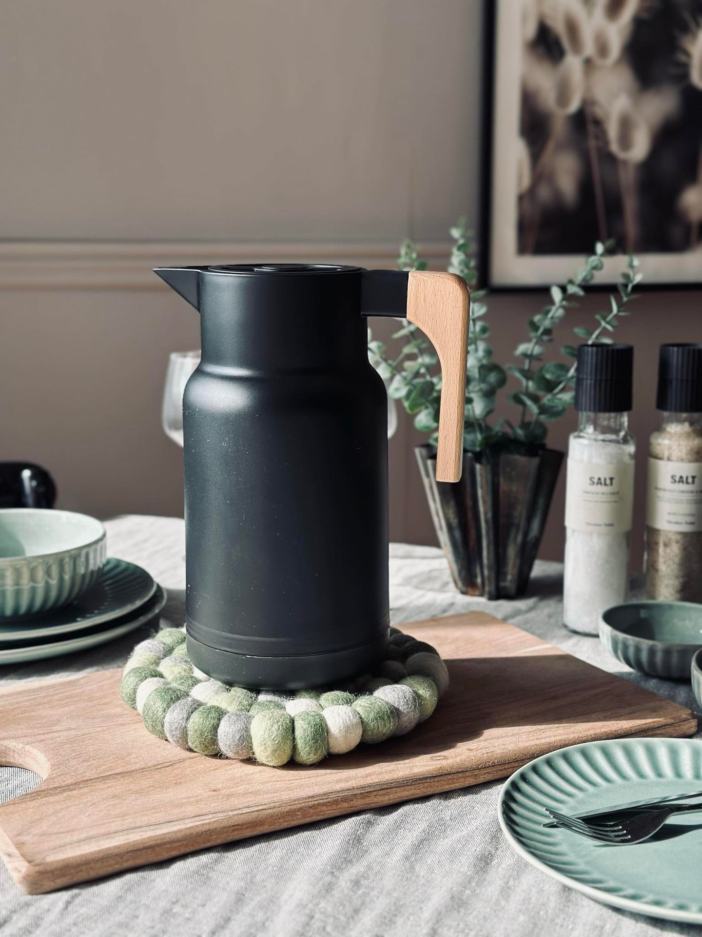 Grytunderlägg DOTS - Grön ullmix