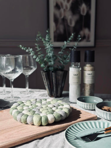 Grytunderlägg DOTS - Grön ullmix