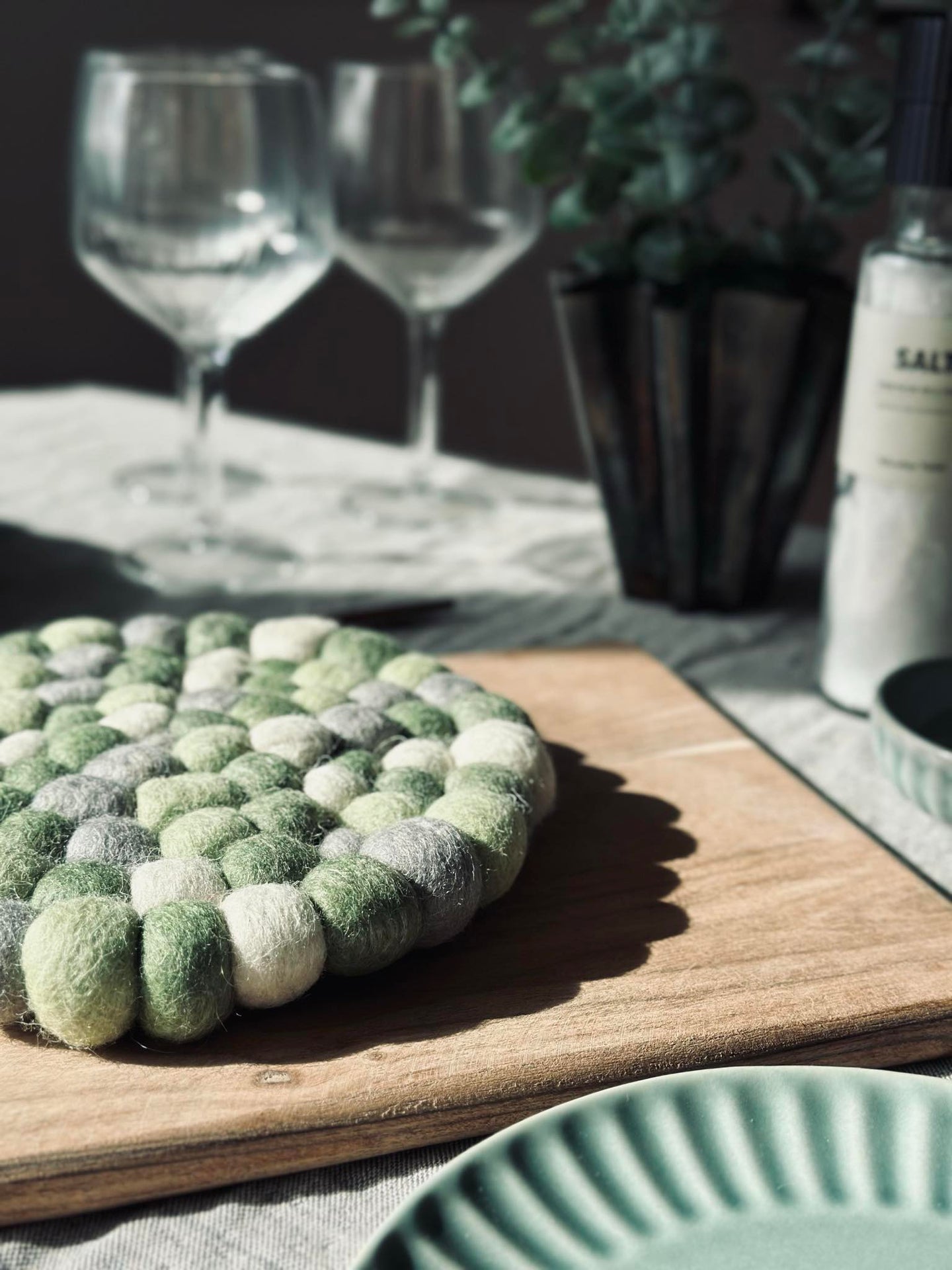 Grytunderlägg DOTS - Grön ullmix