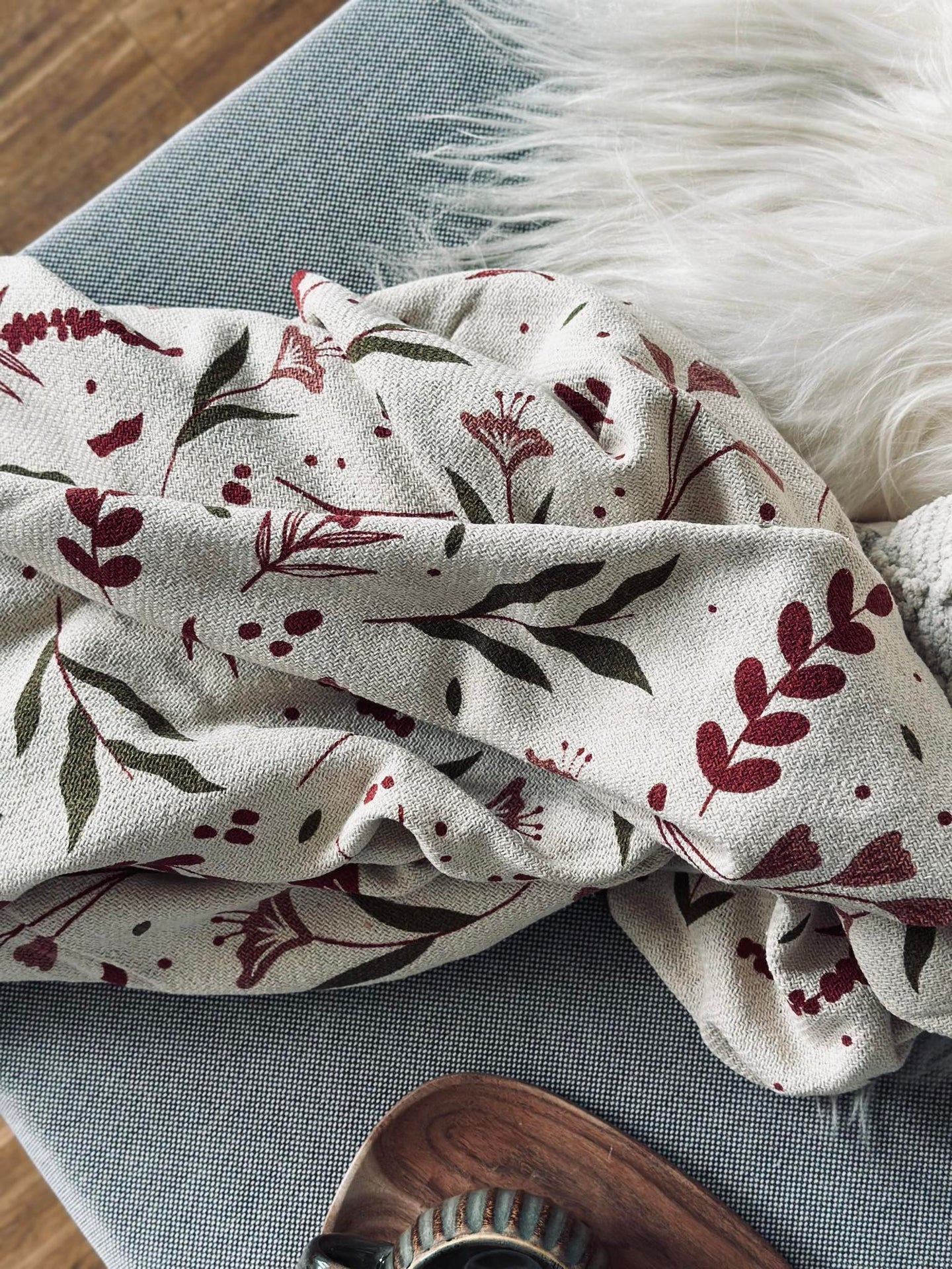 Pläd återvunnen bomull - Flora