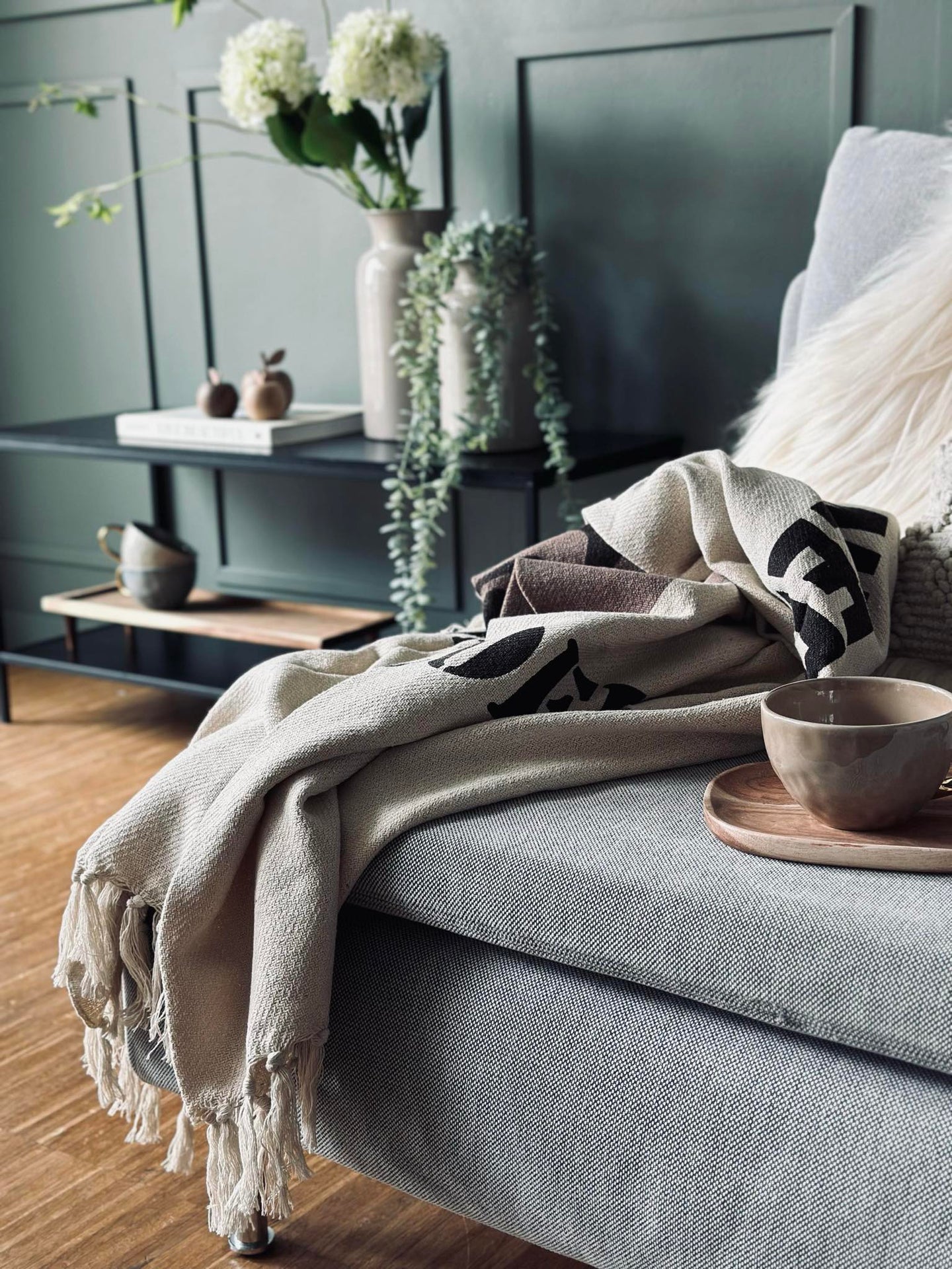 Pläd återvunnen bomull - Kaffe