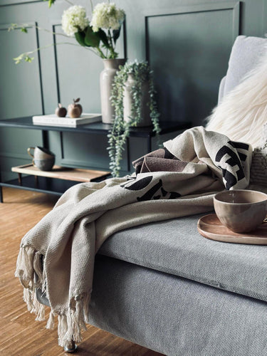 Pläd återvunnen bomull - Kaffe