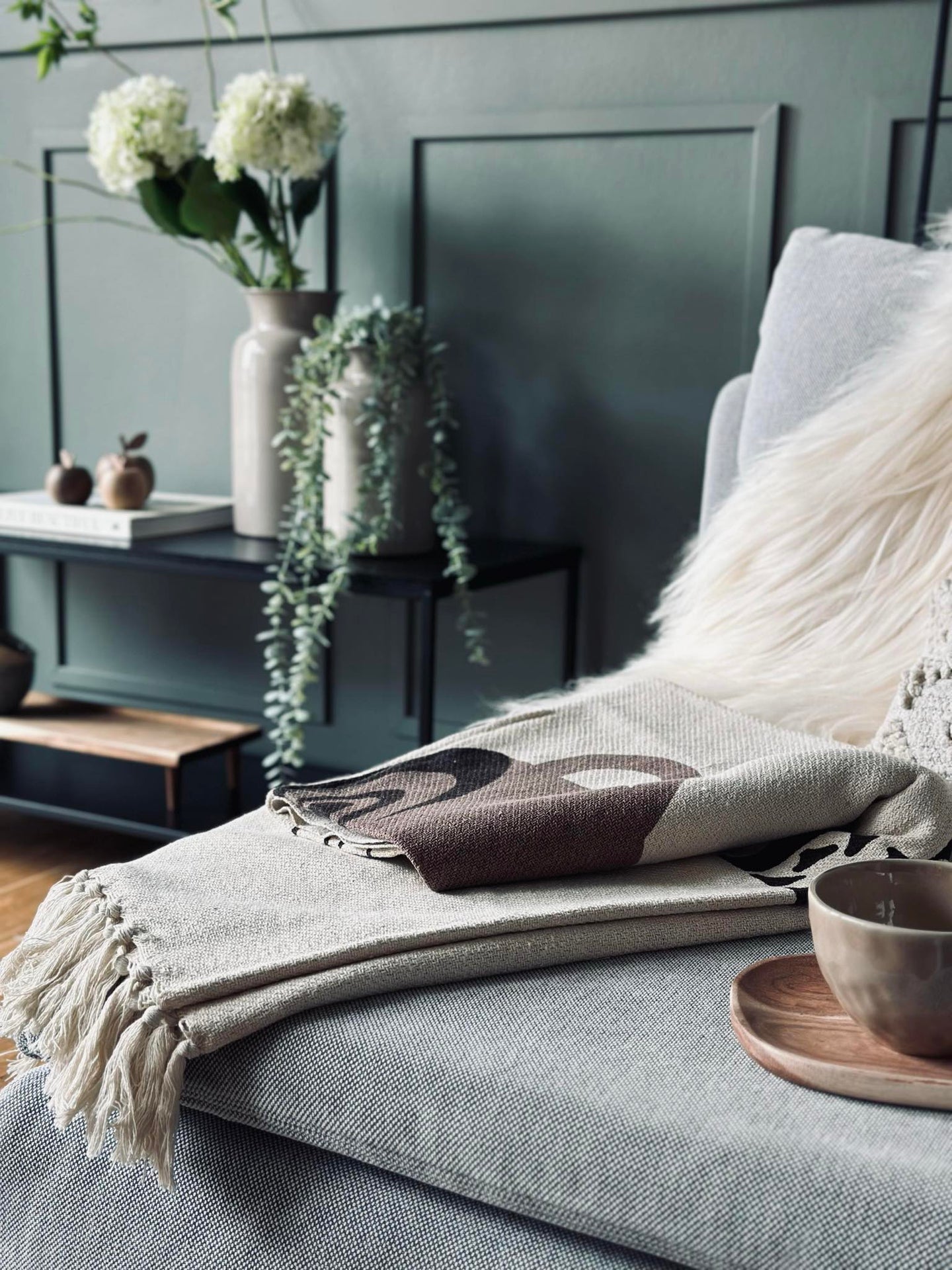 Pläd återvunnen bomull - Kaffe