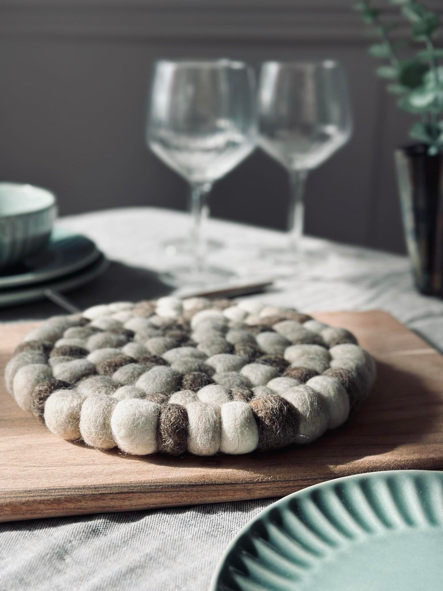 Grytunderlägg DOTS - Natur / brun ull