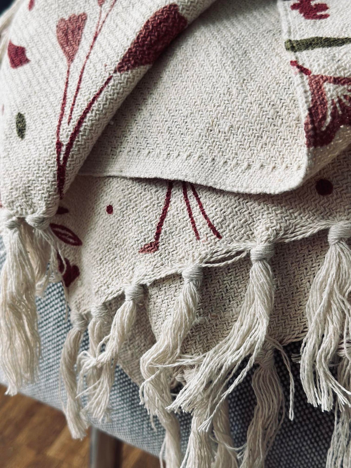 Pläd återvunnen bomull - Flora