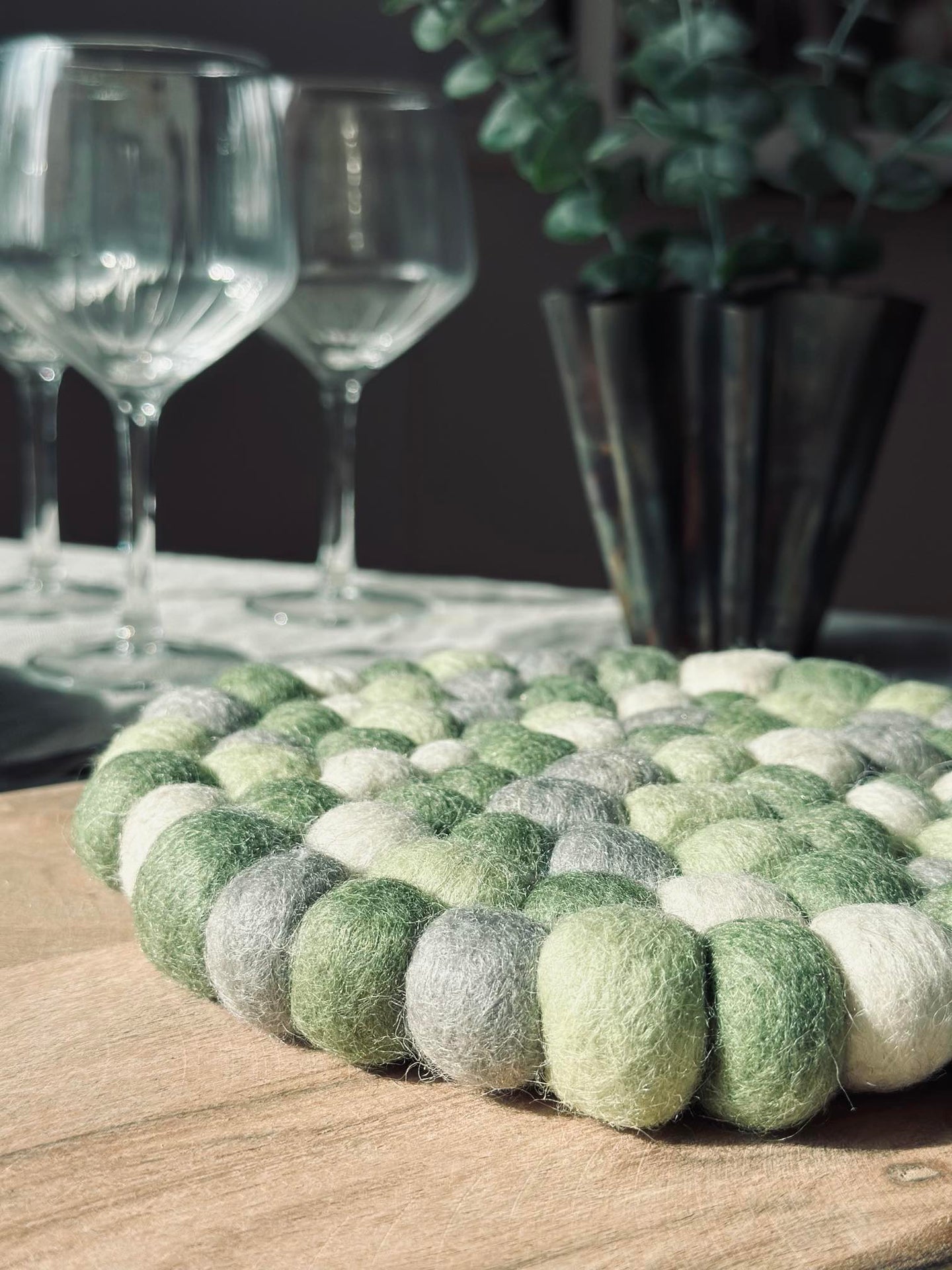 Grytunderlägg DOTS - Grön ullmix