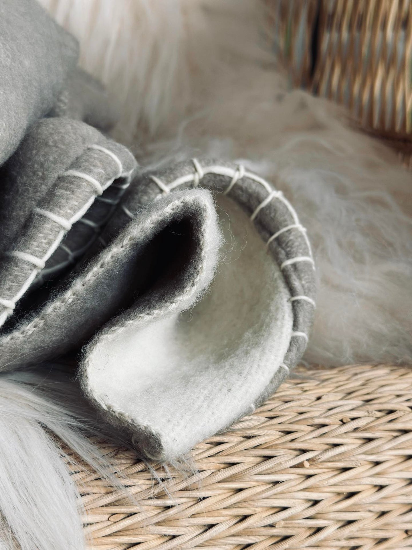 Pläd 100 % ull - Beige / natur