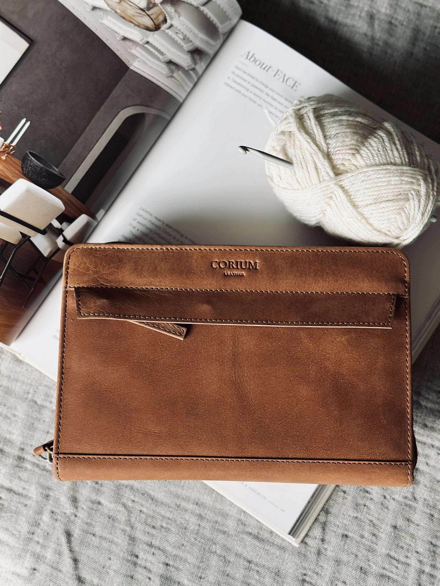 Organiser Cognac Läder