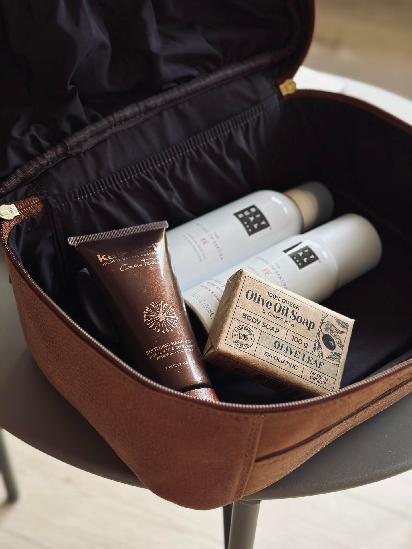 Necessär Cognac fyrkantig