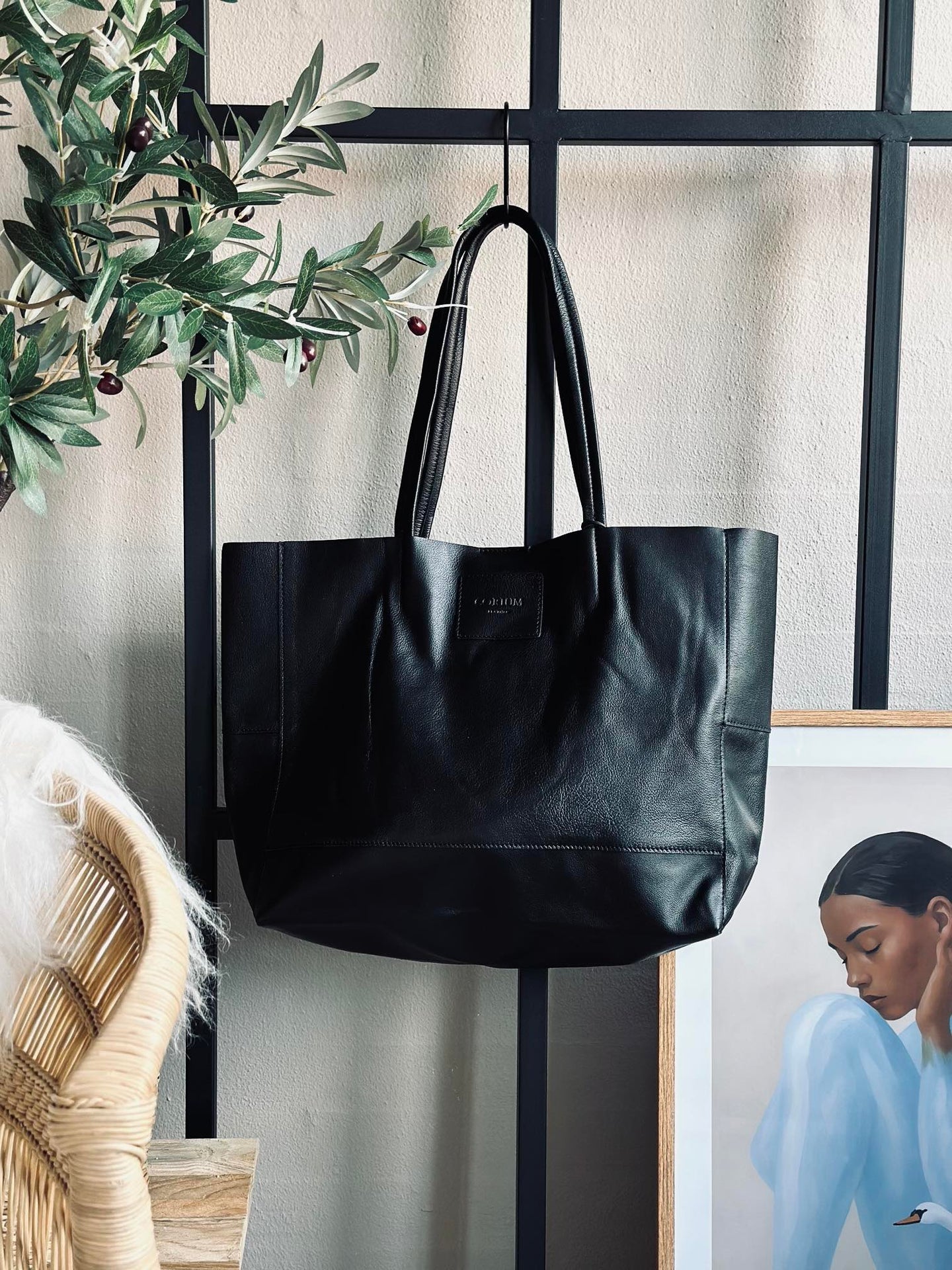 Shopper Daily i mjukt skinn - Black