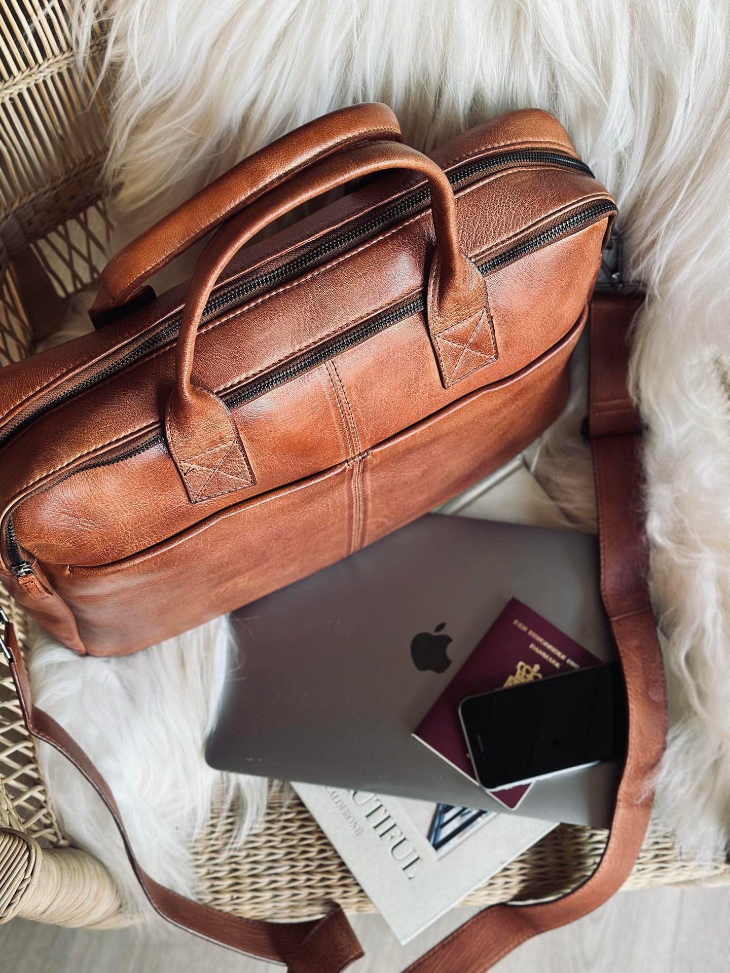Laptopväska cognac